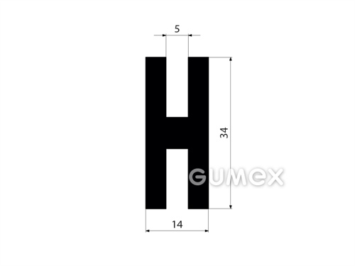 Pryžový profil tvaru "H", 34x14/5/5mm, 70°ShA, EPDM, -40°C/+100°C, černý